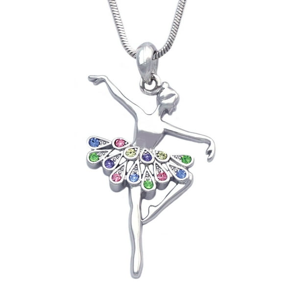 Ballet Girl Crystal Pendant Necklace Sweater Chain Long Paragraph 4 Colors HOT